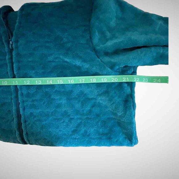 Miss Elaine Soft Cozy Teal Front Zip Long Fleece Rope Size Medium New with Tags - Picture 4 of 9